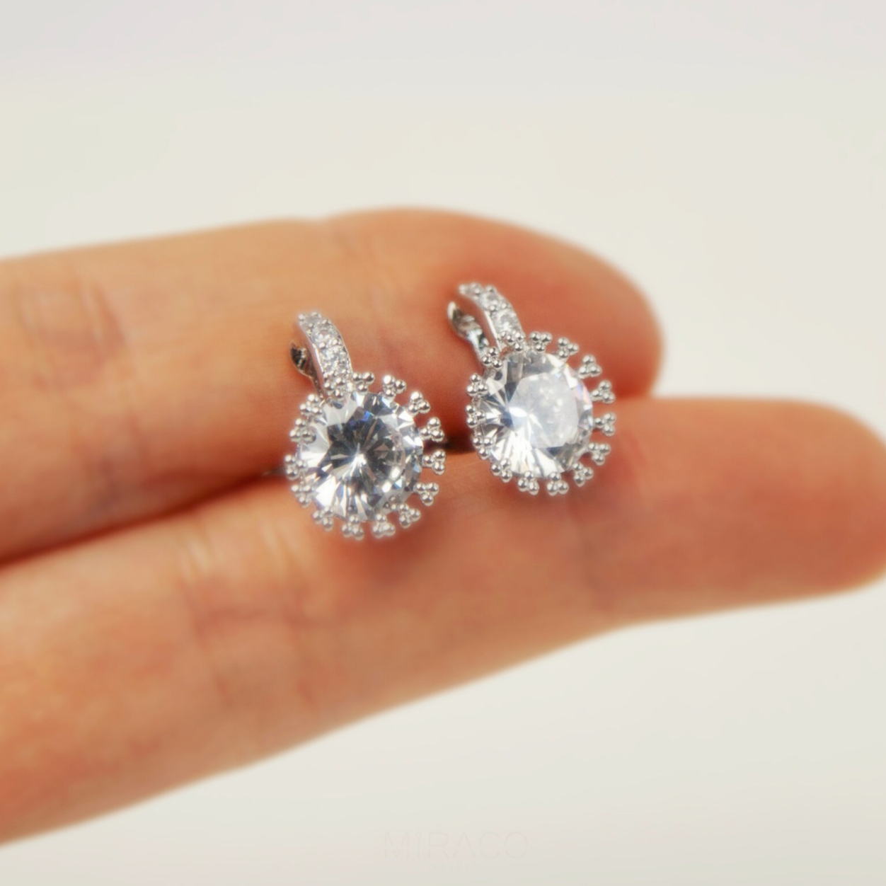 Mini-Clip Paddle Back Earrings, Silver Colour Clear Crystal Stud Earrings, Non-Pierced Diamond Earrings