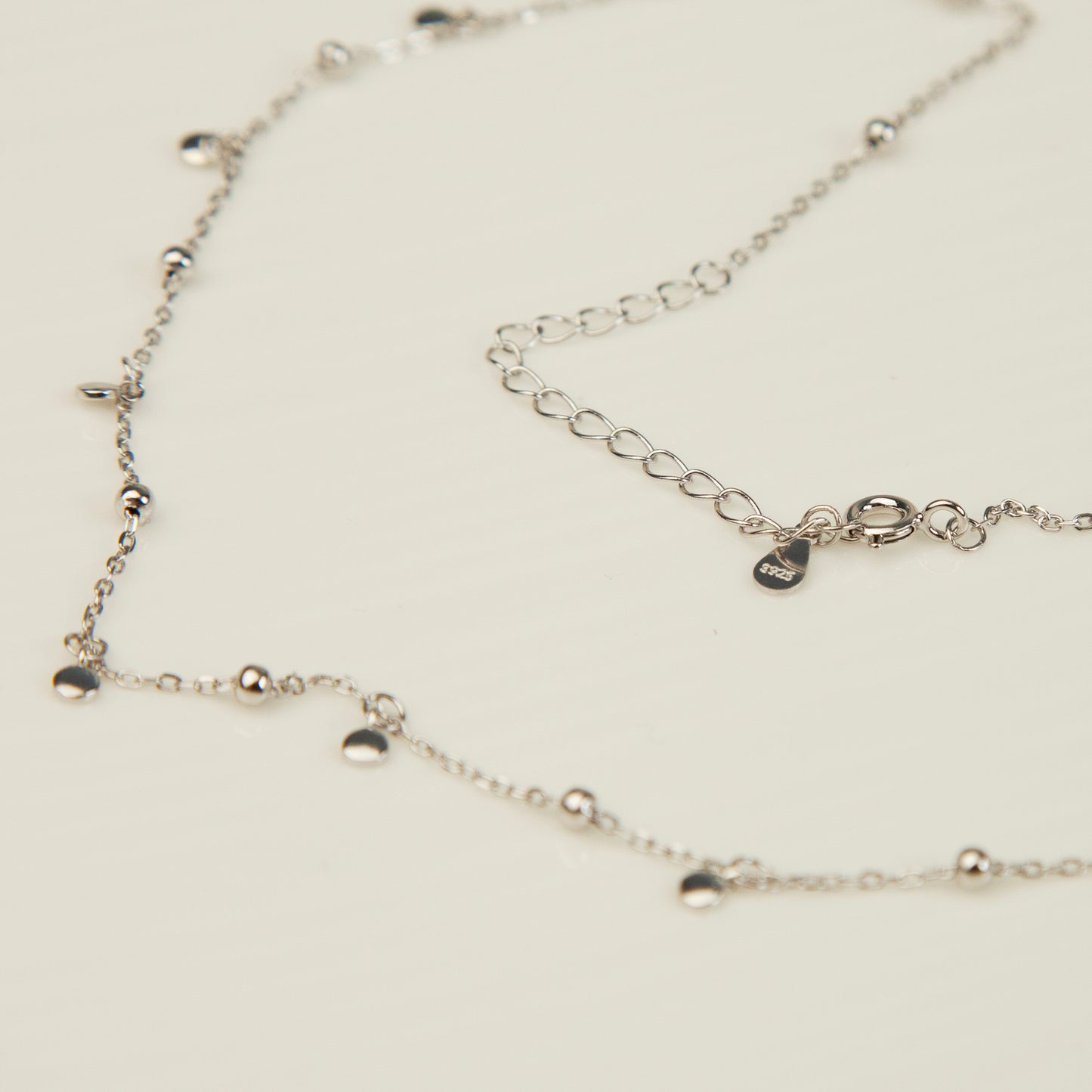 925 Sterling Silver Disc Ball Bead Drop Necklace, Disc Layering Necklace, Simple Silver Choker Necklace, Delicate Minimalist Chain Necklace