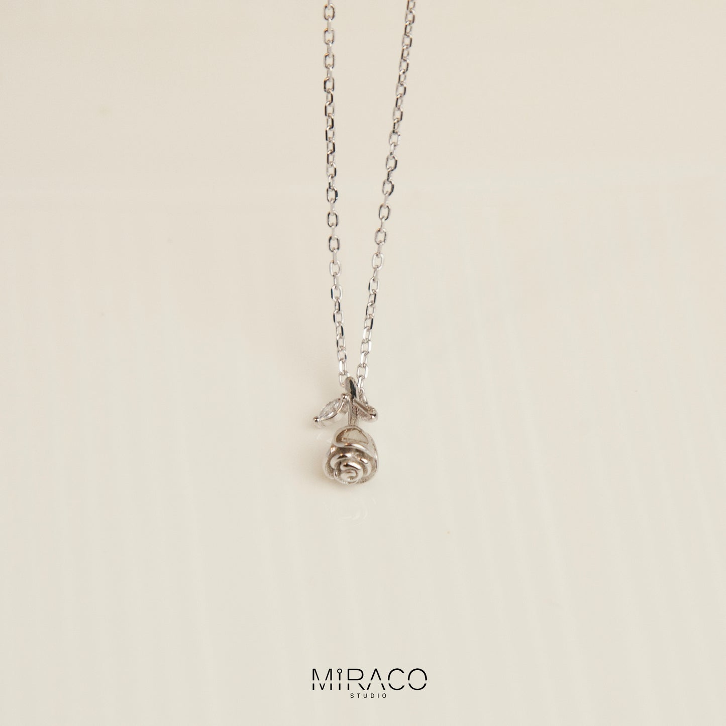 925 Sterling Silver Rose Necklace, Dainty CZ Rose Necklace, Rose Flower Necklace, Minimalist Plant Necklace, Rose Pendant, Valentines Day Gift Forever Love