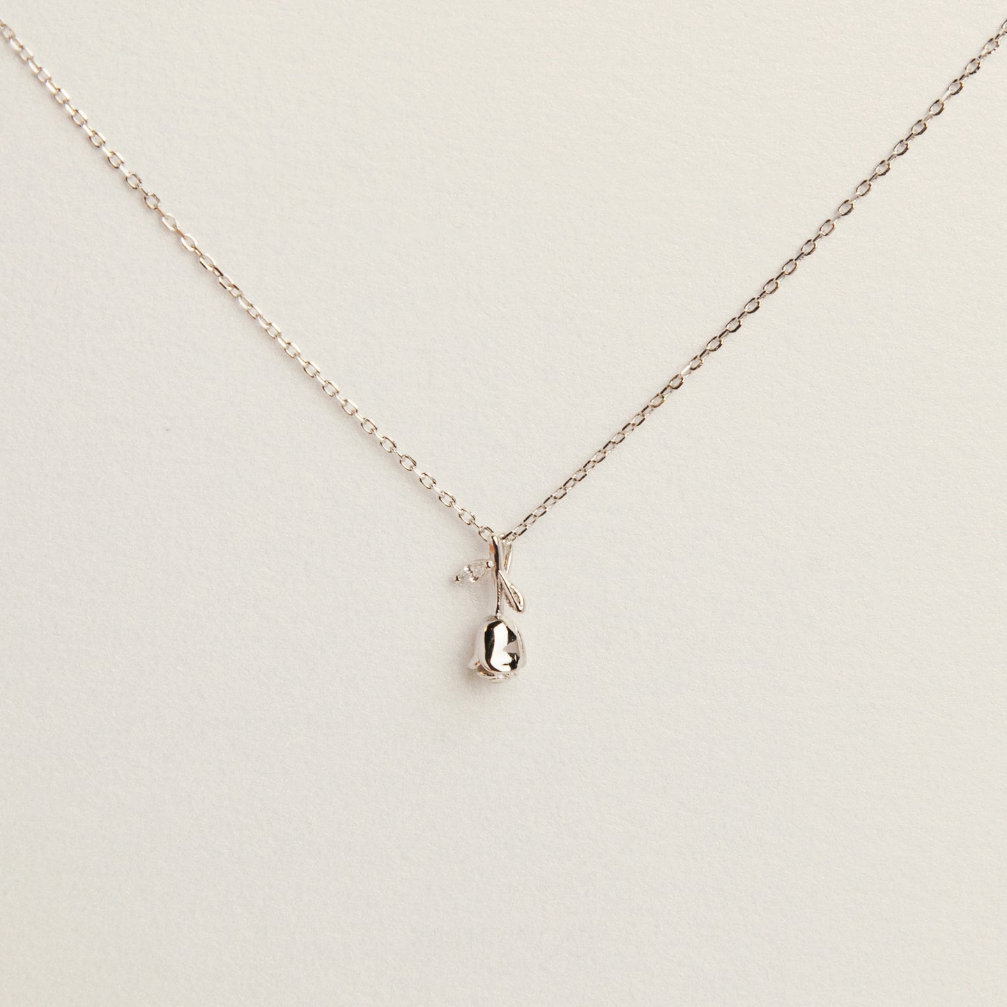 925 Sterling Silver Rose Necklace, Dainty CZ Rose Necklace, Rose Flower Necklace, Minimalist Plant Necklace, Rose Pendant, Valentines Day Gift Forever Love