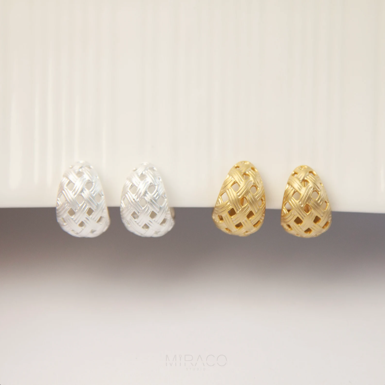 Chunky Huggie Hoop Earrings in Gold & Silver, Everyday Simple Hoops, Textured Non Pierced Earrings