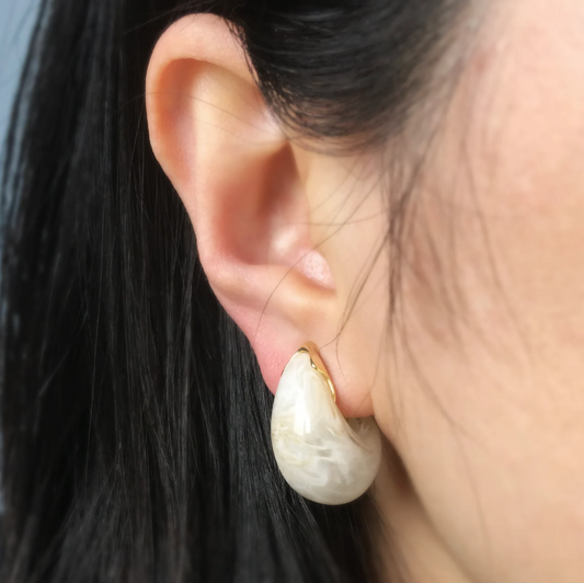 Chunky Waterdrop Domed Shape Non-Pierced Clip-On Earrings, Trendy Resin Statement Non Pierced Clips