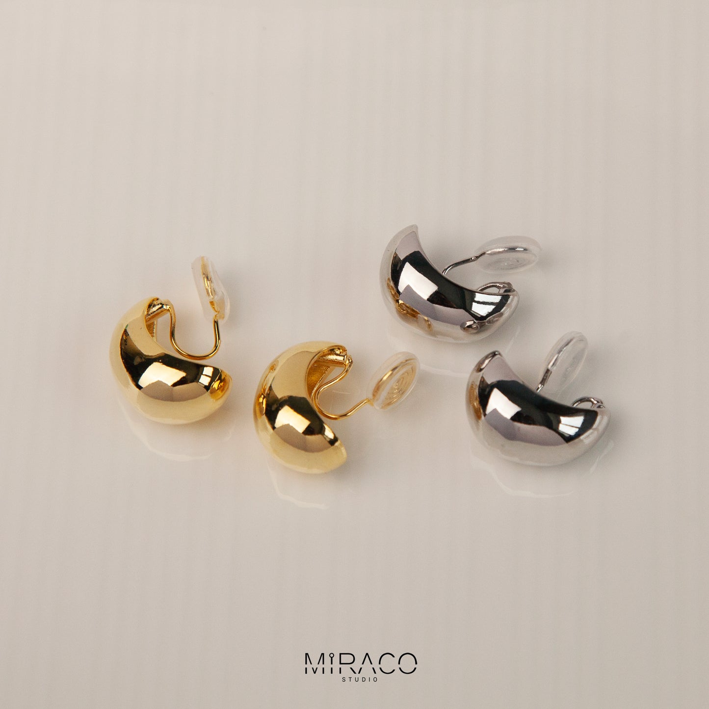 Clip On Ball Stud Earrings, Modern Minimalist Earrings, Non Pierced Earrings, Silver or Gold Colour