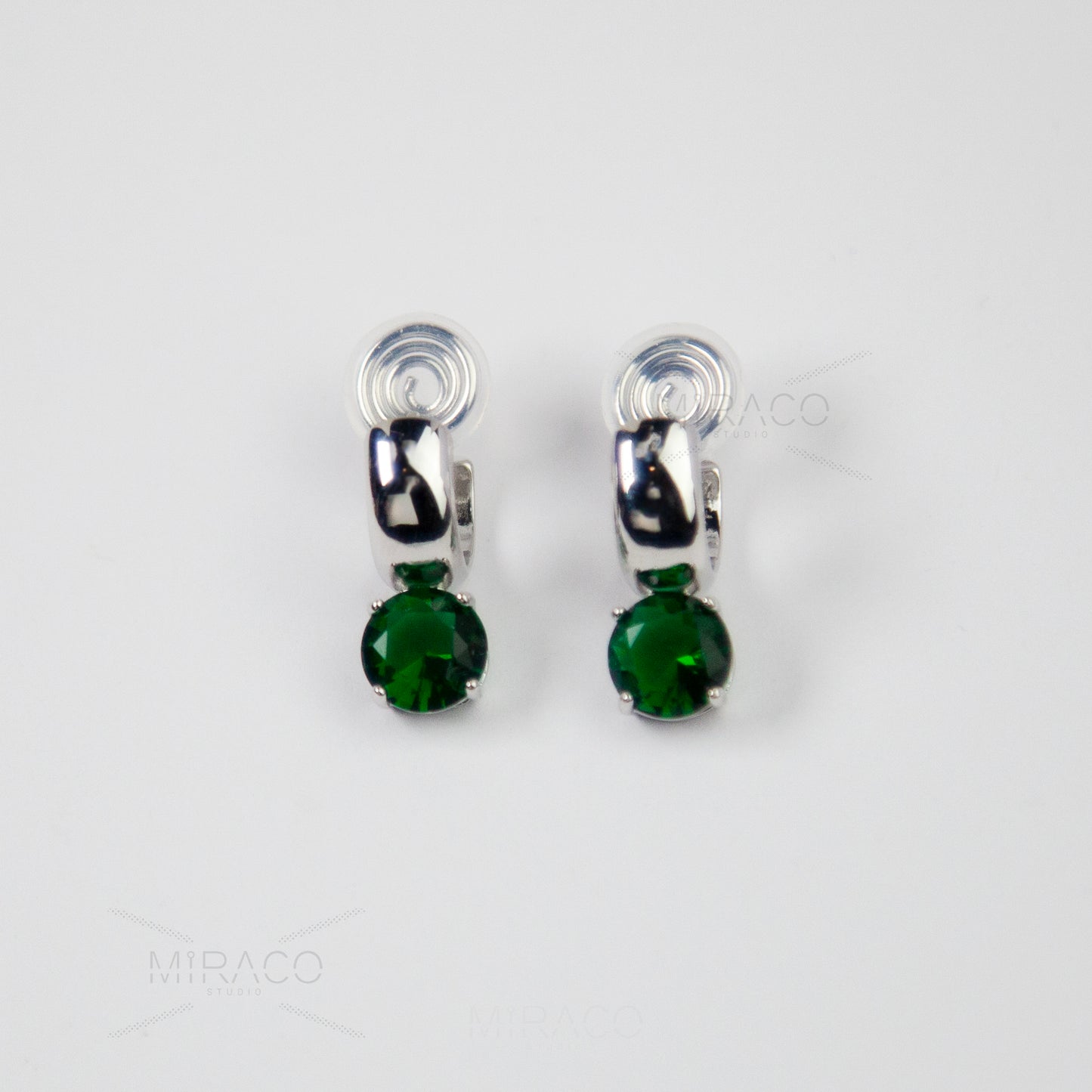 Clip On CZ Huggie Hoop Earrings, Minimal Hoop Non-Pierced Earrings, Square Diamond Earrings, Spiral Coil Back Clips
