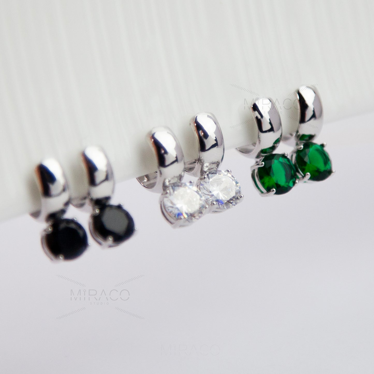Clip On CZ Huggie Hoop Earrings, Minimal Hoop Non-Pierced Earrings, Square Diamond Earrings, Spiral Coil Back Clips