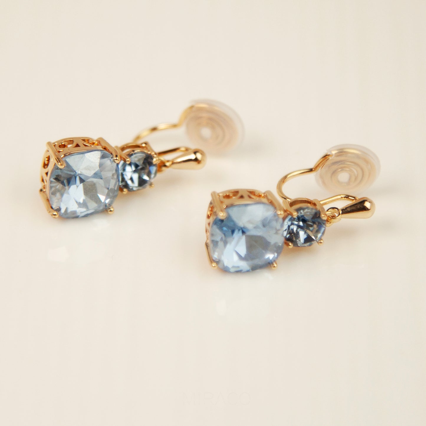 Clip On Dangle Earrings, Sea Blue Crystal Dangle and Drop Earring, Non Pierced Earrings