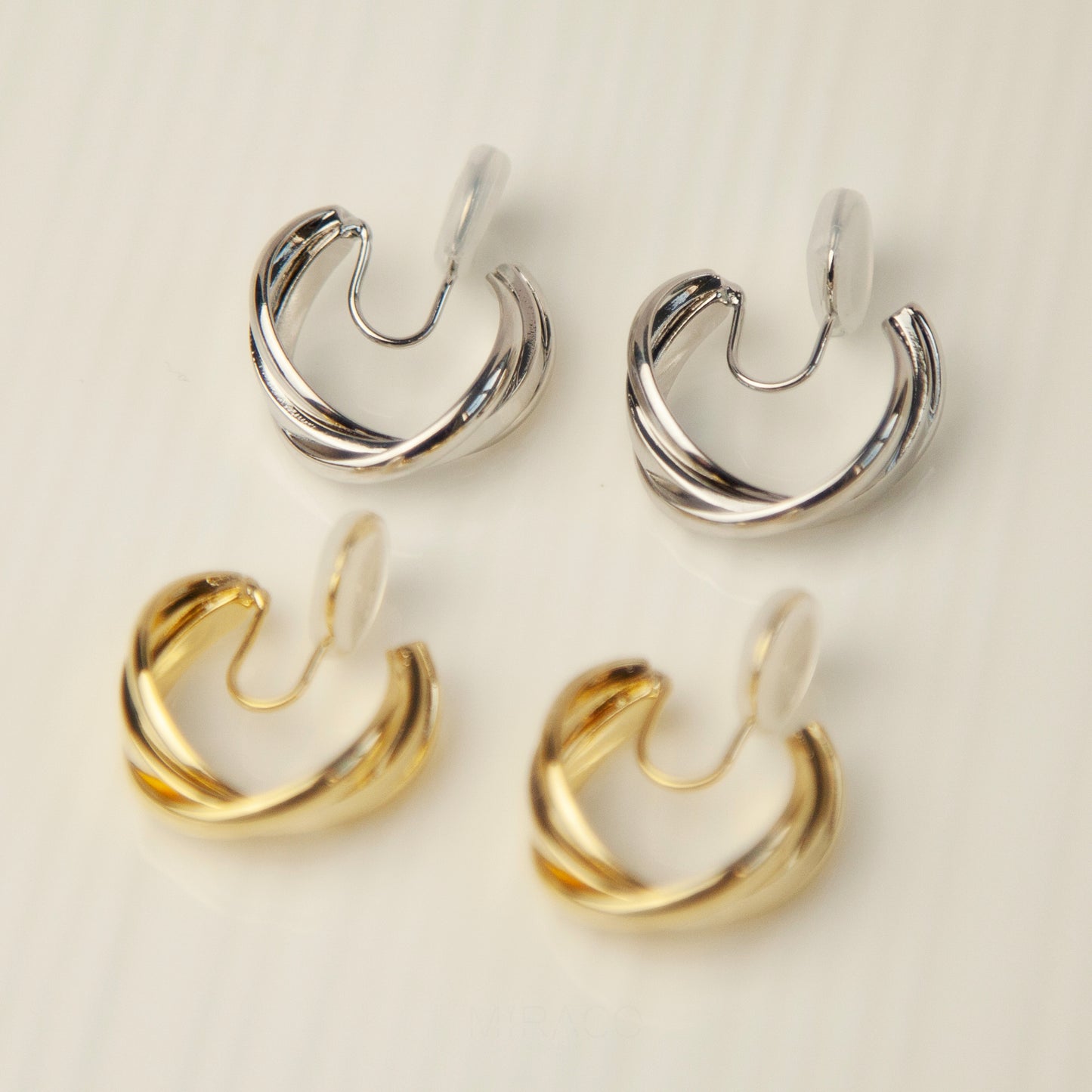 Coil Back Clip On Gold or Sillver Huggie Hoops, Chunky Hoop Earrings Ear Clips, Non Pierced Earrings