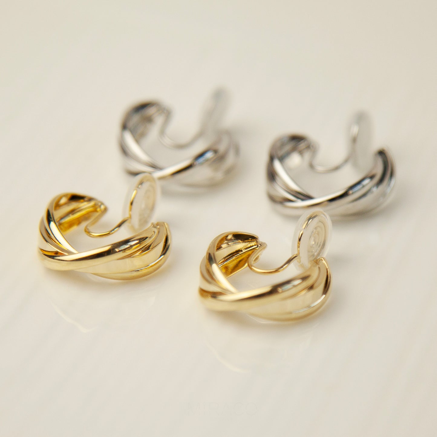 Coil Back Clip On Gold or Sillver Huggie Hoops, Chunky Hoop Earrings Ear Clips, Non Pierced Earrings