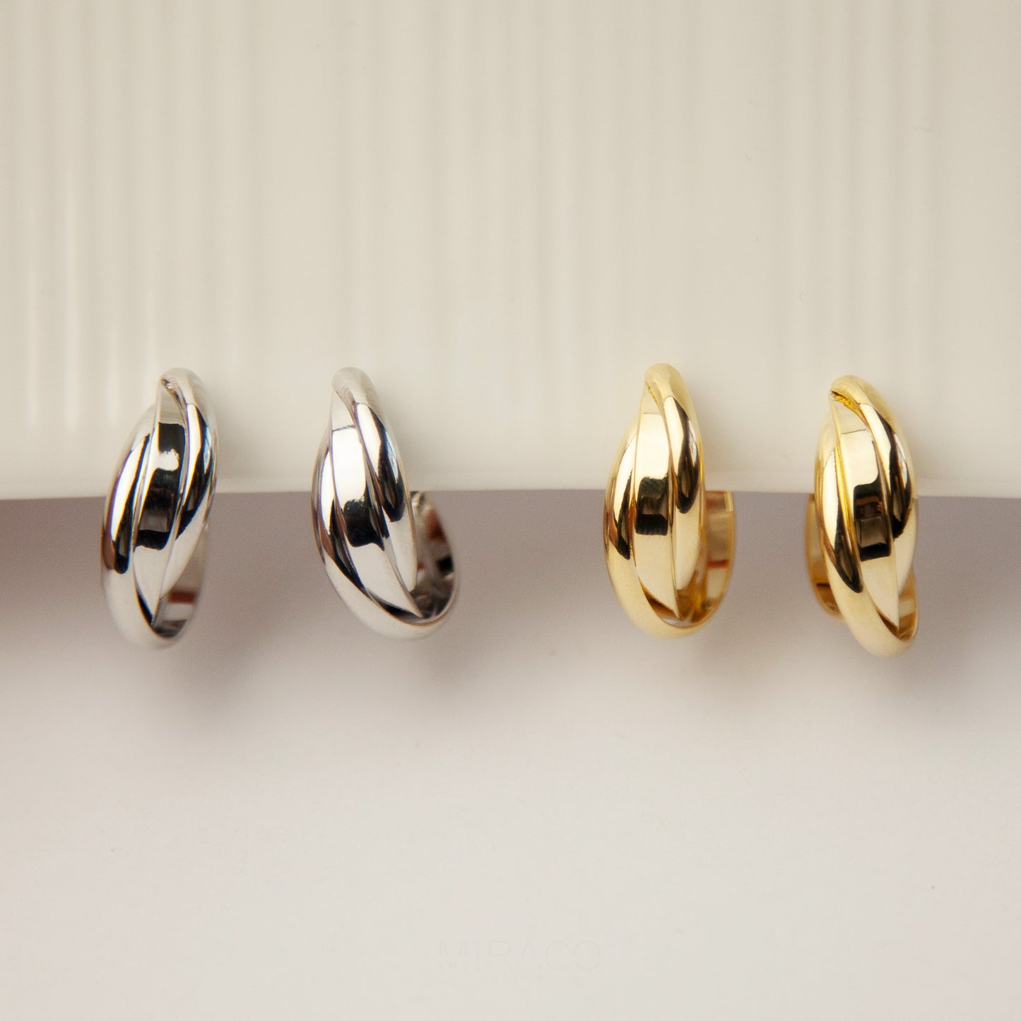 Coil Back Clip On Gold or Sillver Huggie Hoops, Chunky Hoop Earrings Ear Clips, Non Pierced Earrings