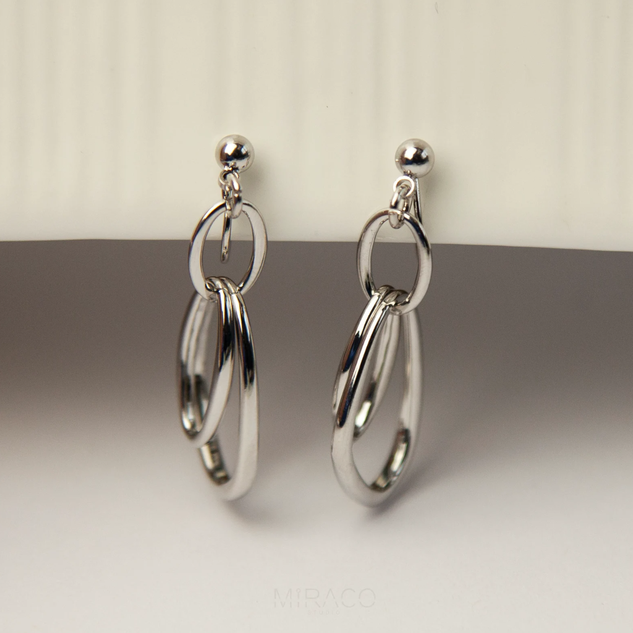 Dangle Drop Statement Earrings, Silver Colour Minimal Drop Non-Pierced Earrings