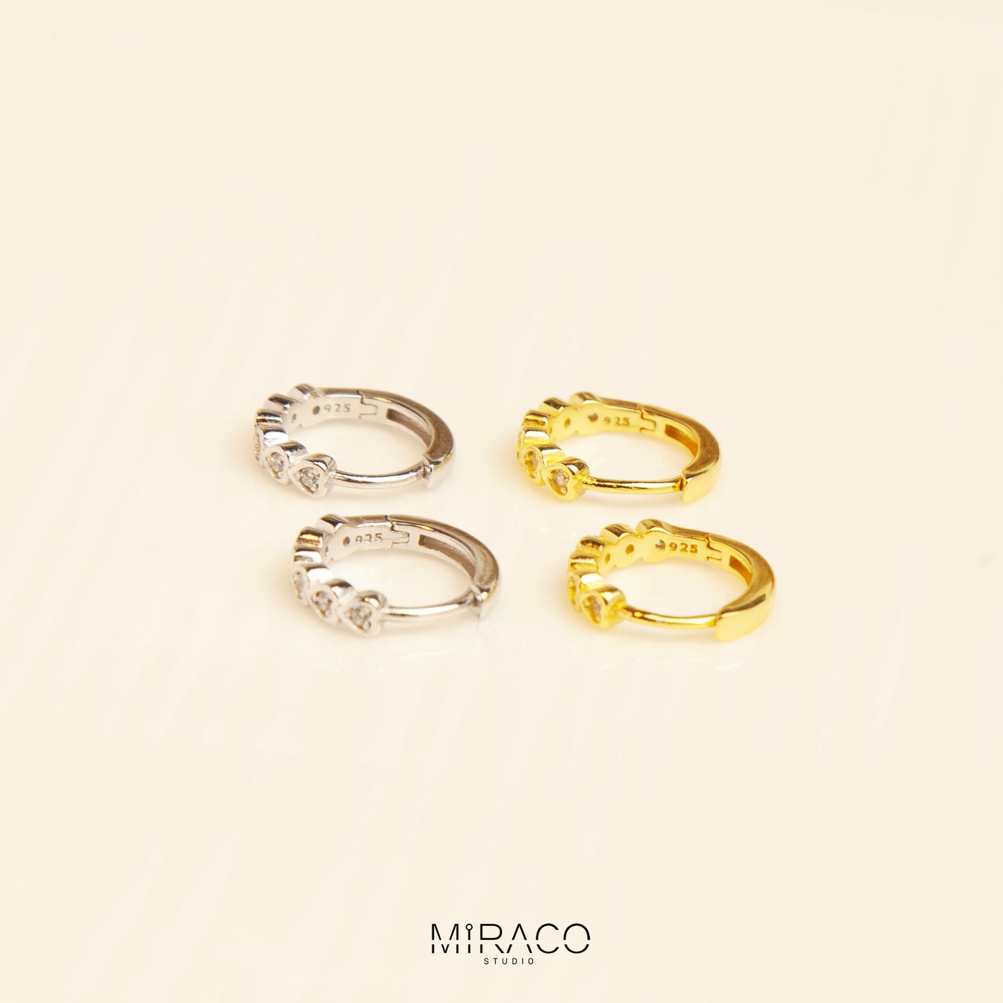 Diamond Heart Tiny Huggie Hoops, Sterling Silver Helix Earrings, Dainty Bezel Cartilage Hoop Earrings, Crystal Stacking Minimalist Earrings