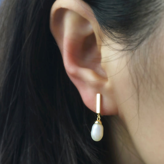 Genuine Pearl Dangle Clip On Earrings, Minimalist Dangle Pearls Earrings, Simple Dangle Pearl Earrings, Freshwater Pearl Non Pierced Earring