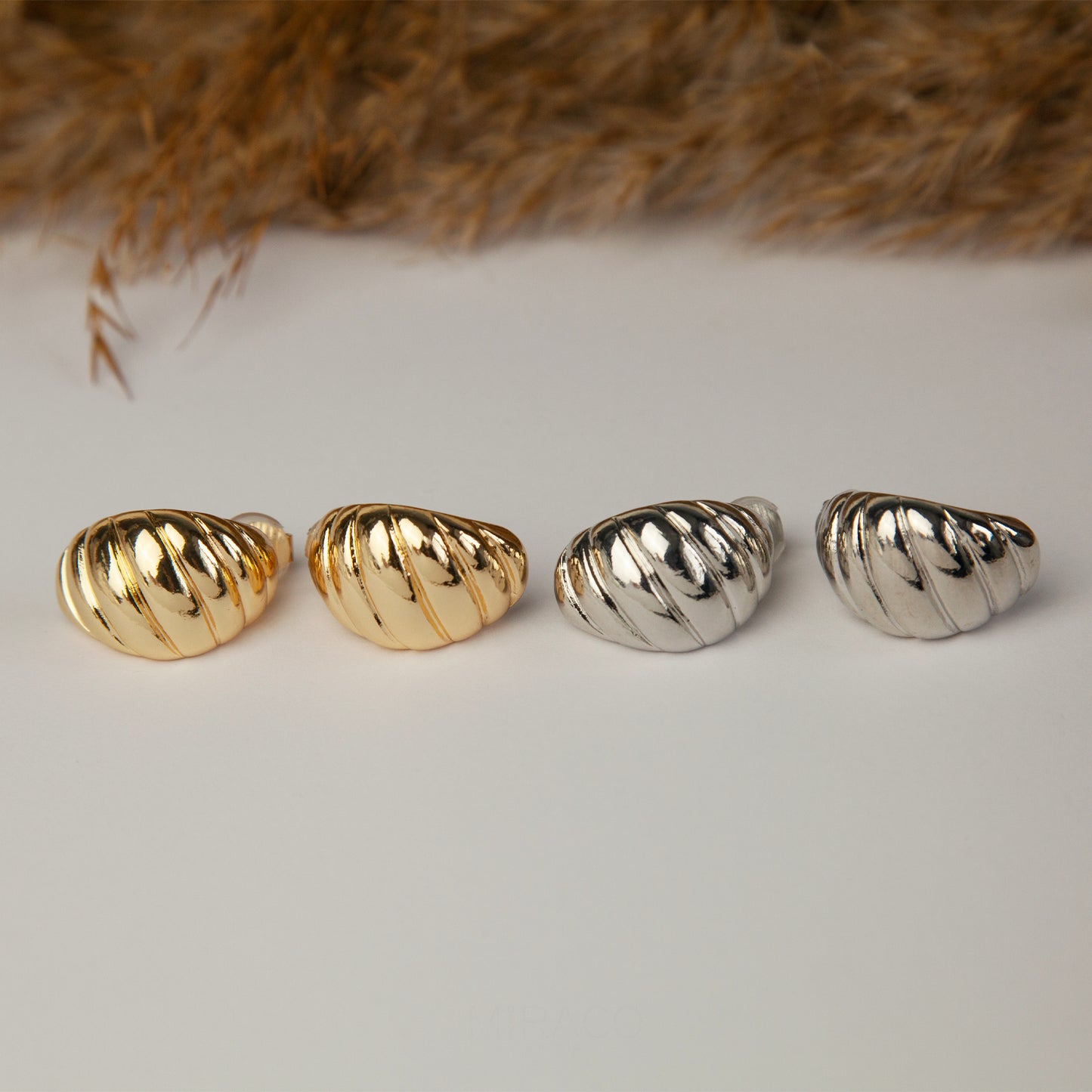 Large Croissant Stud Clip On Earrings, Modern Minimalist Earrings, Metal Effect Hinged Clip On Studs, Non Pierced Earrings, Shell Studs