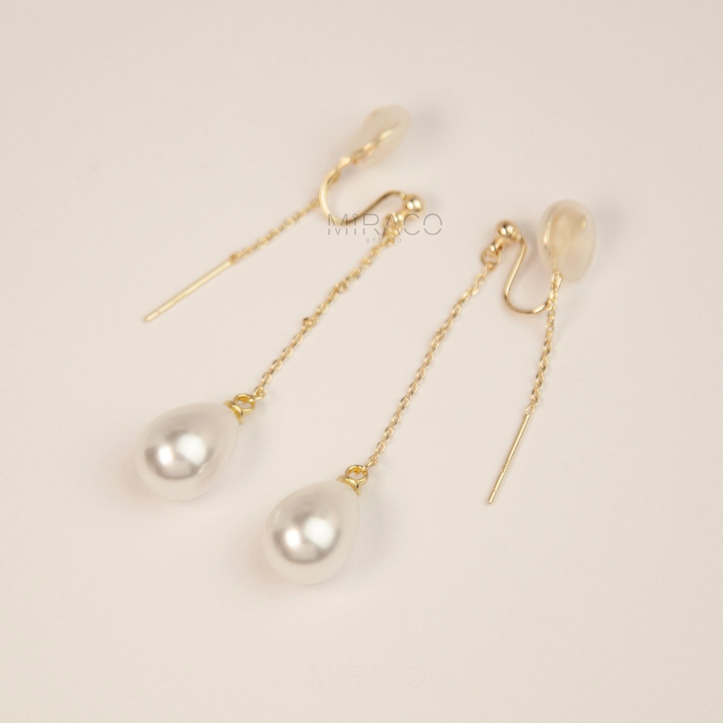 Long Dangle Clip-On Earrings, Minimal Gold Tassel Non Pierced Earrings