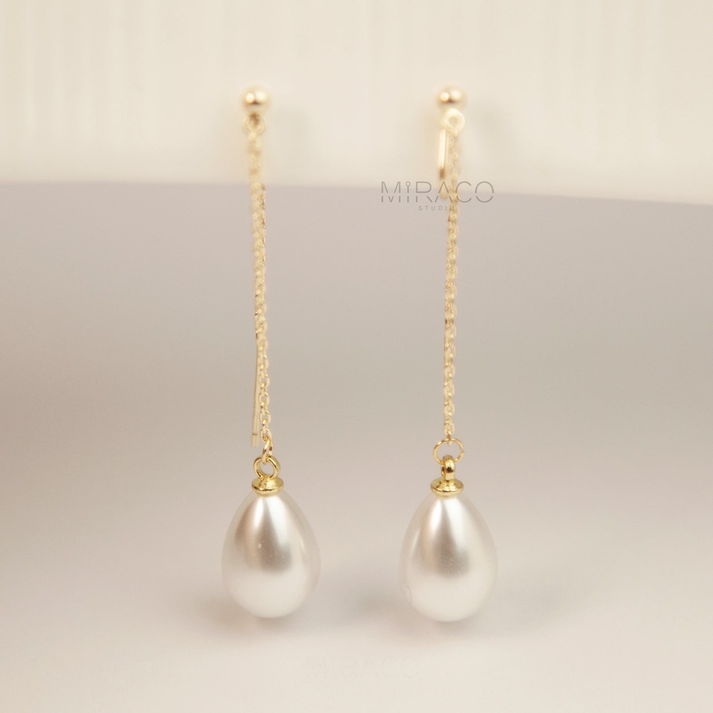 Long Dangle Clip-On Earrings, Minimal Gold Tassel Non Pierced Earrings