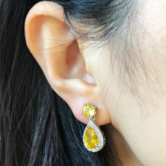 Mini-Clip Dangle Earrings, Colourful Crystal Dangle and Drop Earrings, Non-Pierced Teardrop Diamond Earrings