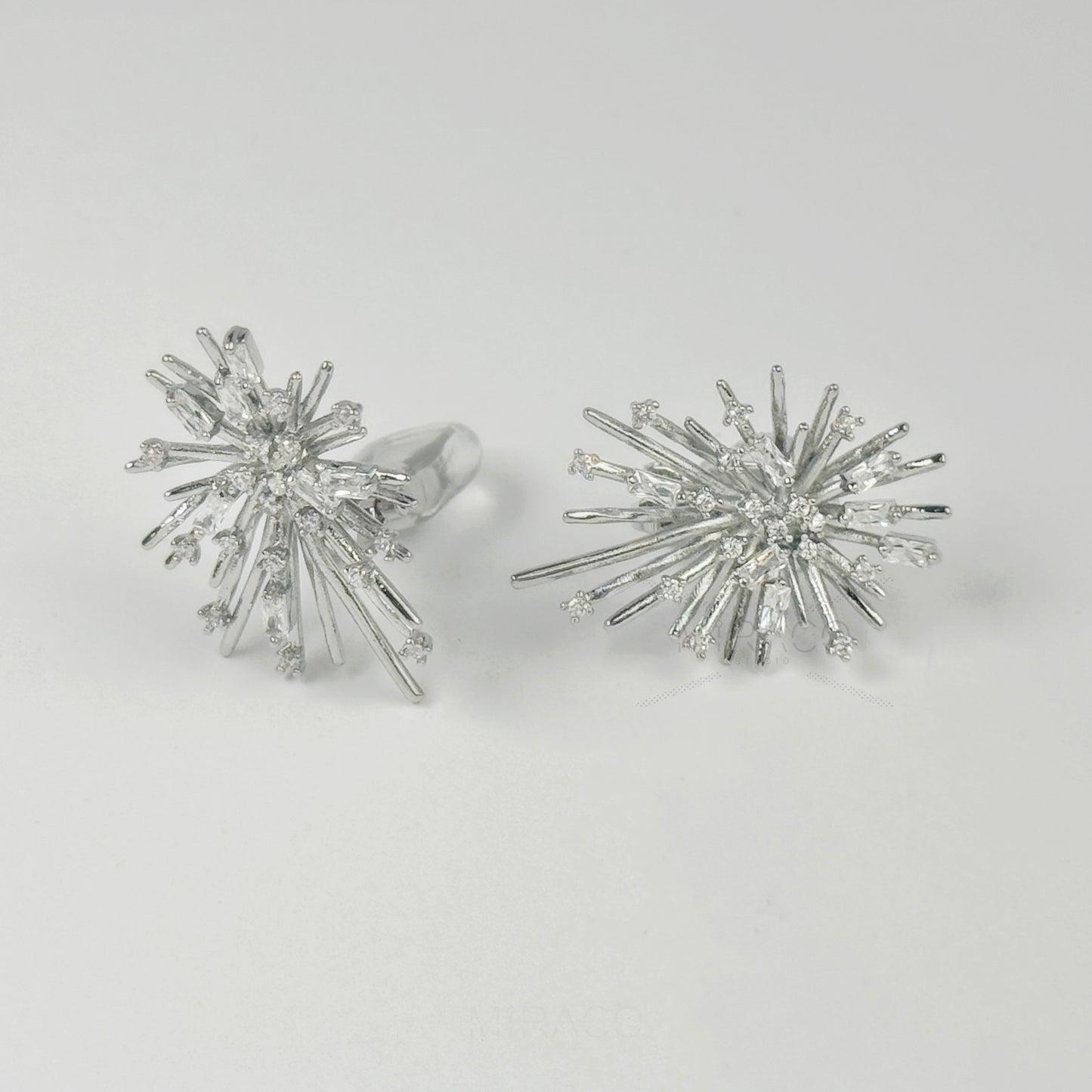 Mini-Clip Paddle Clips Earrings, Clear Crystal Large Stud Earrings, Non-Pierced Earrings