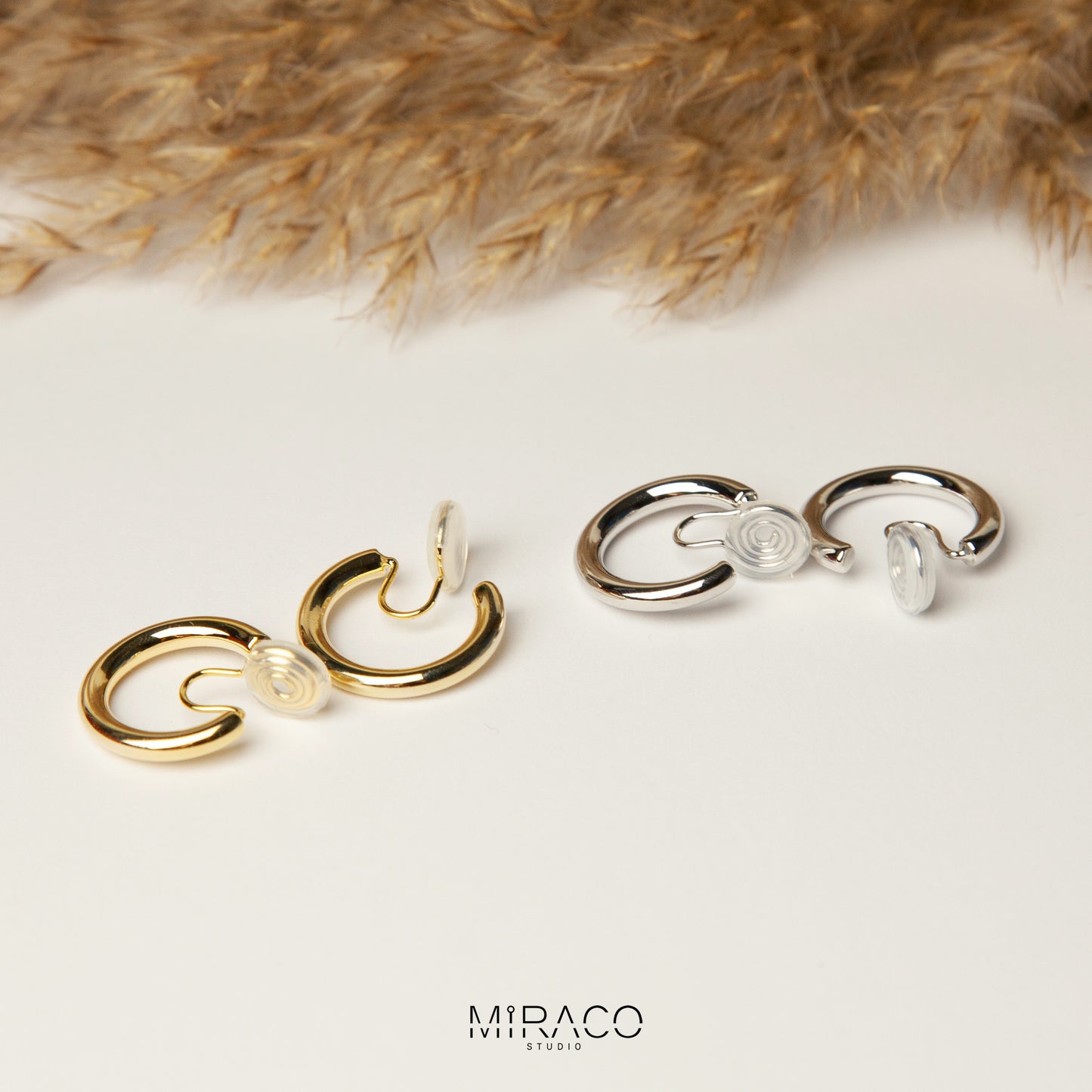 Minimalist Clip On Huggie Earrings, Huggie Hoop Earrings in Gold & Silver, Everyday Simple Chunky Hoops, Coil Back Non Pierced Earrings