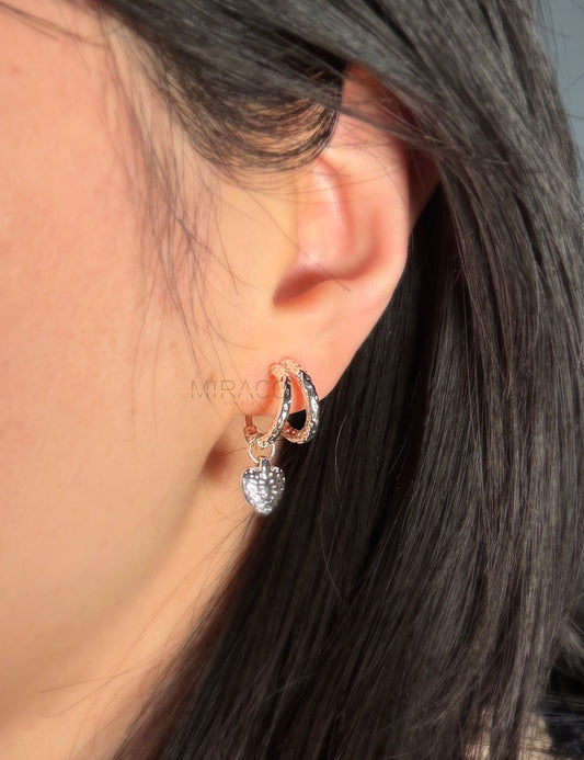 Minimalist Dangle Hoop Earrings Silver Hoops 2 in 1 Non Pierced Earrings