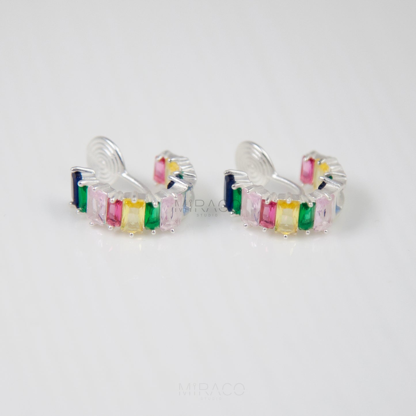 Minimalist Simple Crystal Cluster Huggie Hoop Earrings, Clip On Hoop Earrings, Multi Color Crystal Hoop