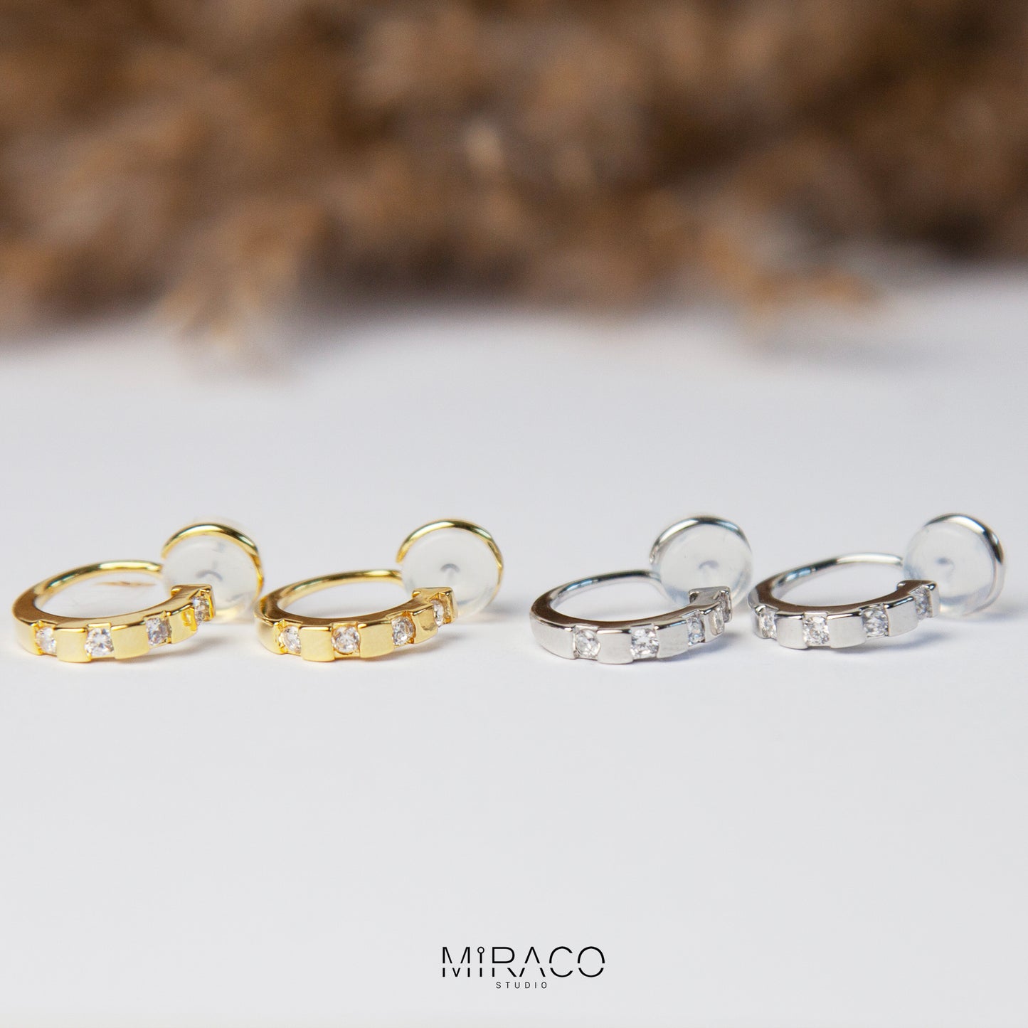 CZ Huggie Hoop Clip-On Earrings