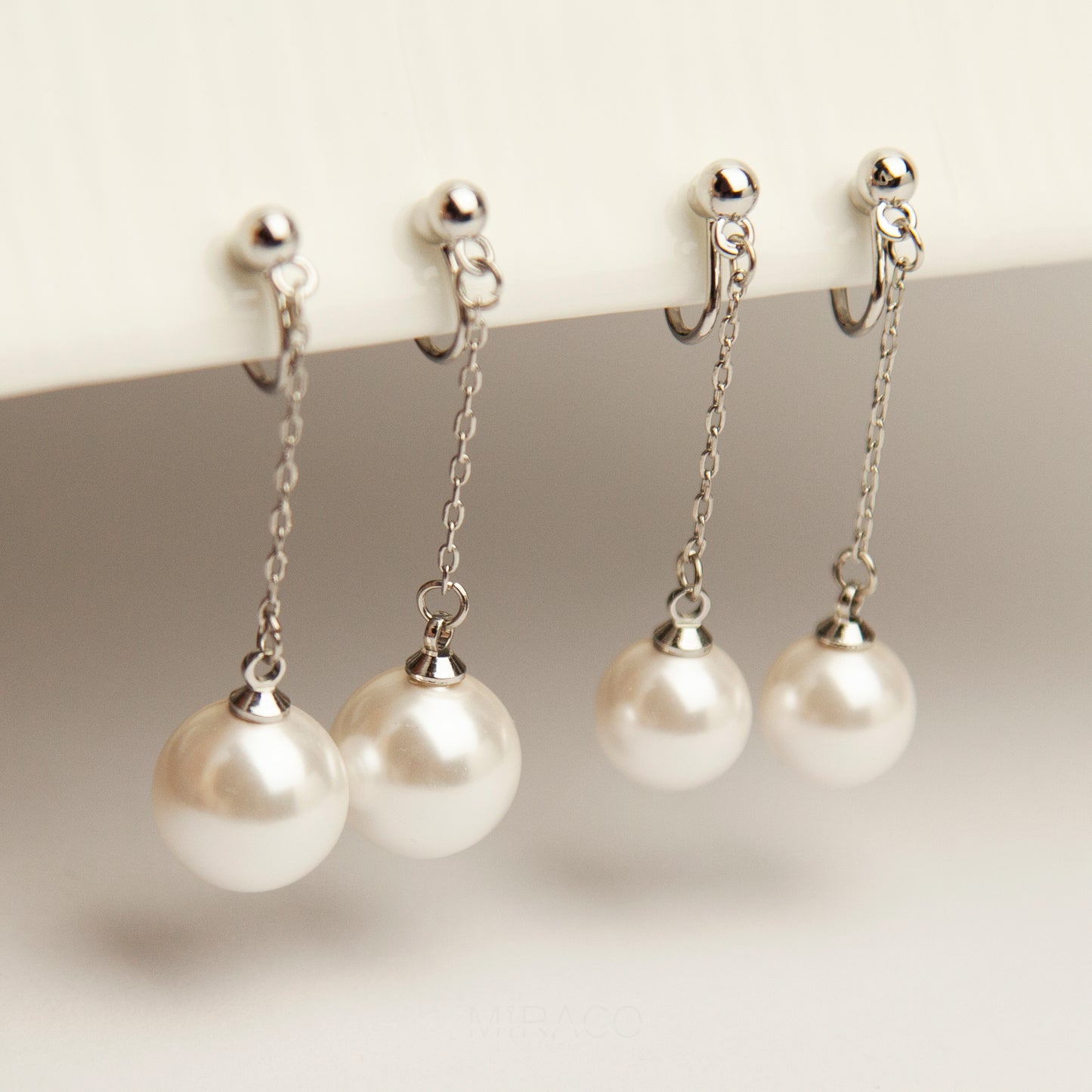 Pearl Dangle Drop Clip On Earrings Clip On Pearl Earrings
