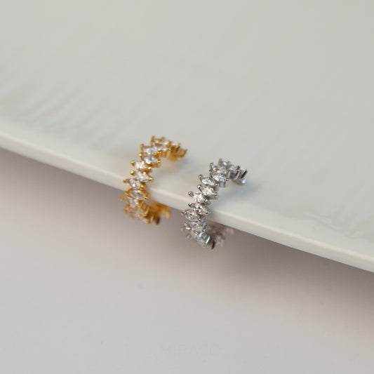 Modern Minimalist Ear Cuff, Clear Crystal Stone Ear Wrap, Piercing Free Earrings