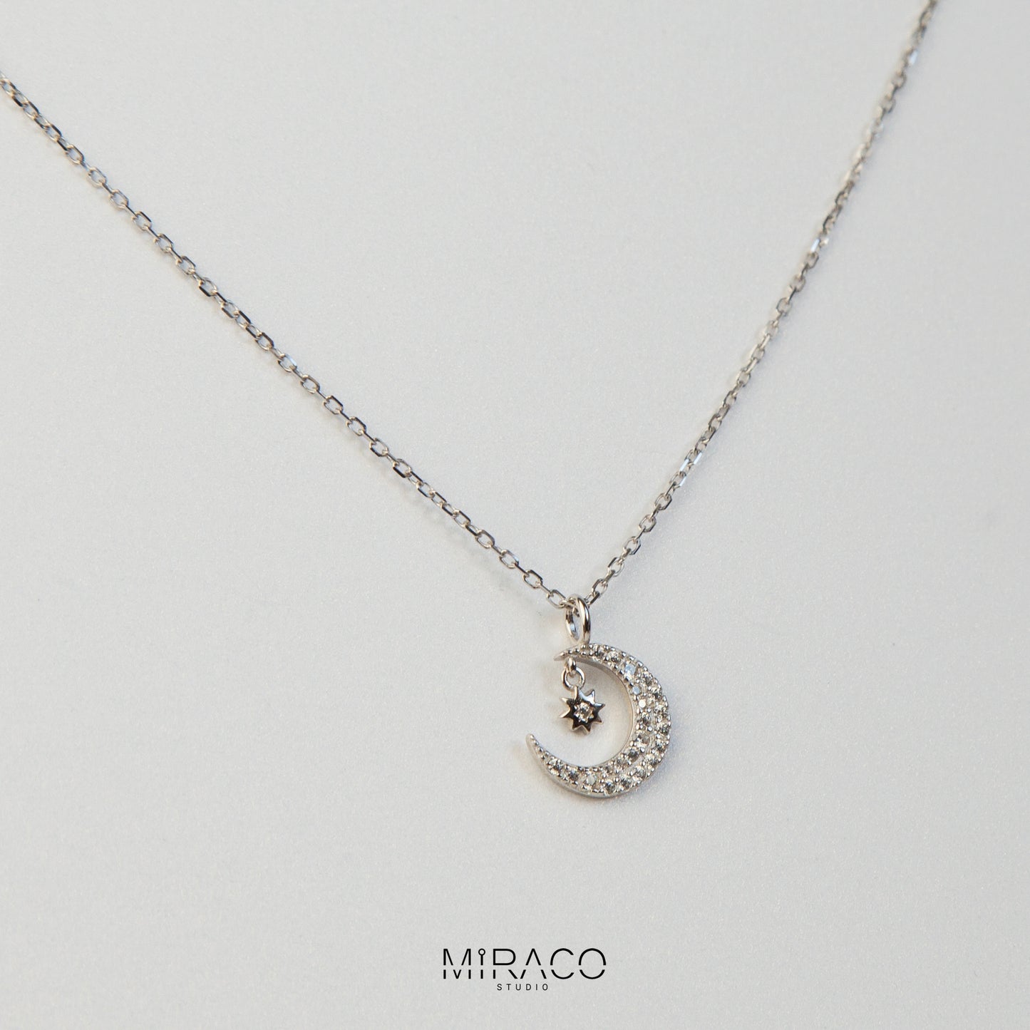 Moon Pendant Crystal Charm Necklace, Adjustable Choker Necklace, Gold Plated Celestial Necklace