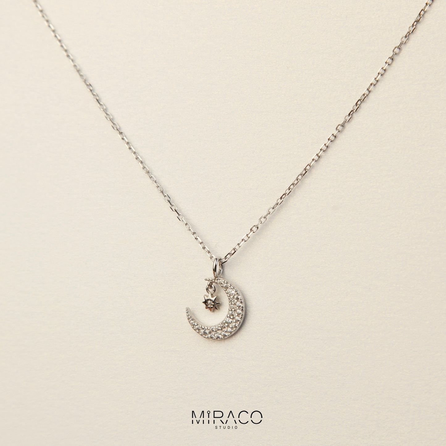 Moon Pendant Crystal Charm Necklace, Adjustable Choker Necklace, Gold Plated Celestial Necklace