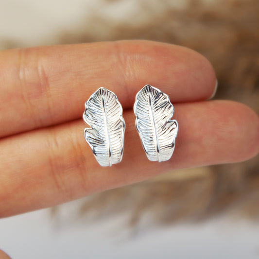 Nature Inspired Leaf Stud Earrings in Sterling Silver, Leaf Earrings, Delicate Leaf Earrings, Minimalist Dainty Leaf Studs, Silver Leaves