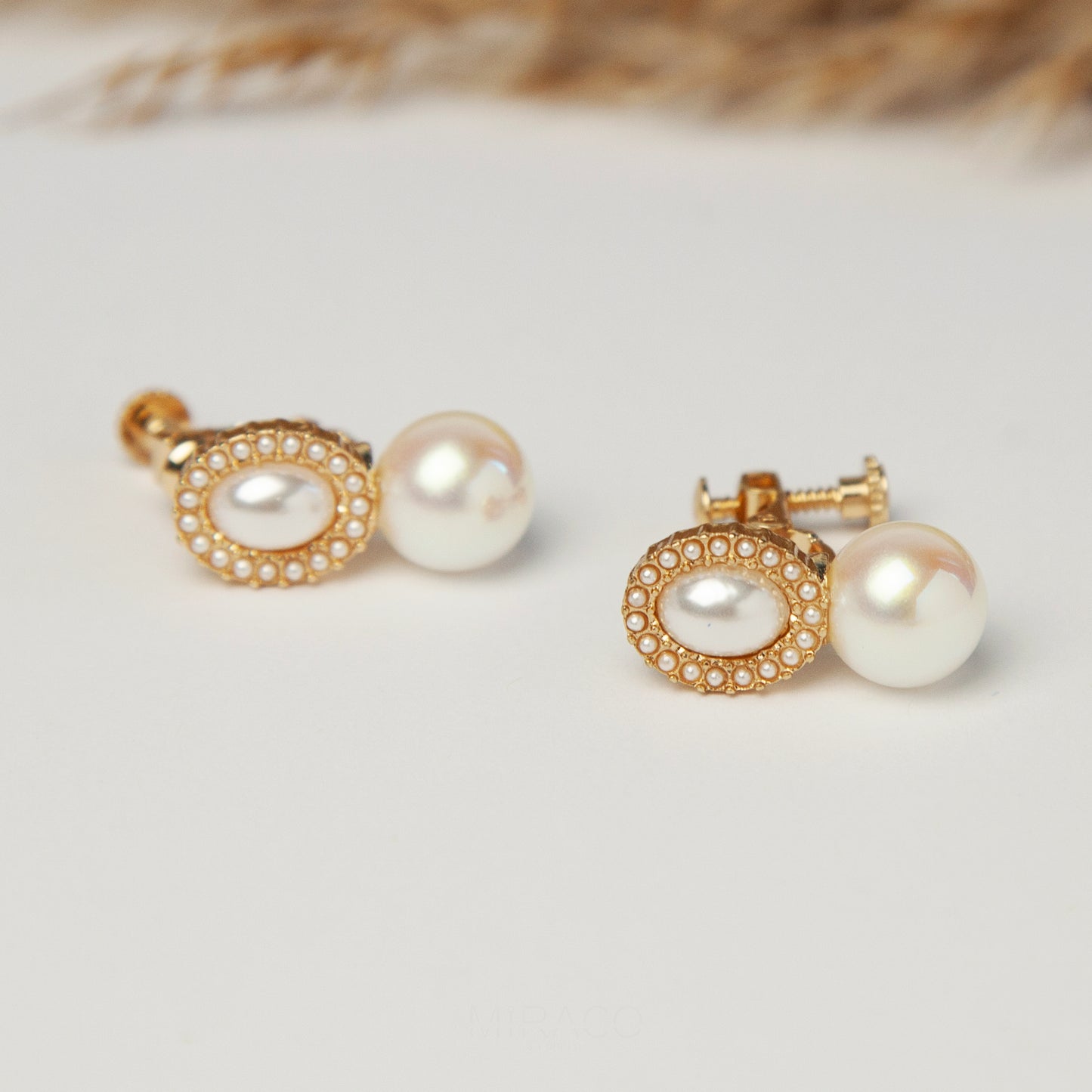 Non Pierced Earrings, Double Pearls Studs, Pearl Jewellery
