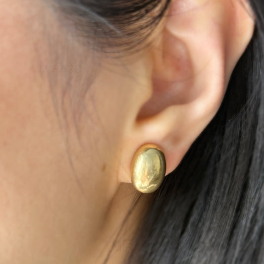 Organic Look Metal Modern Minimalist Earrings, Screw Back Clips Metal Stud Non Pierced Clip On Studs