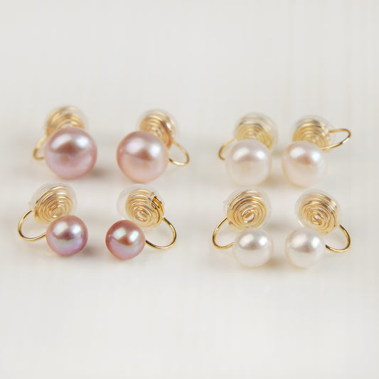Pearls Clip On Earrings, Pearl Stud Earrings, Minimalist Style Freshwater Pearls Earrings, Small Pearl Stud Earrings, None Pierced Earrings