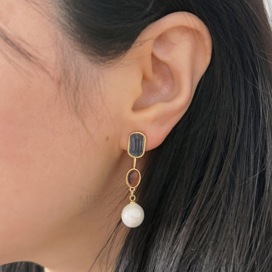 Pink Blue Gemstone Clip On Dangle Earrings, Colourful Crystal Dangle and Drop Earring,Non Pierced Earrings