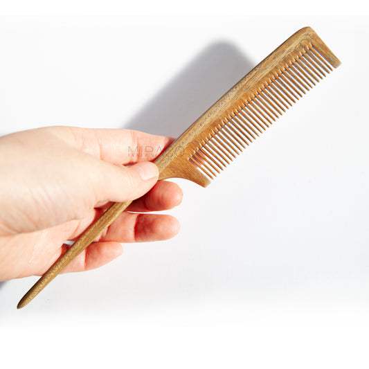 Fine Tooth Wooden Styling Comb – Rat Tail