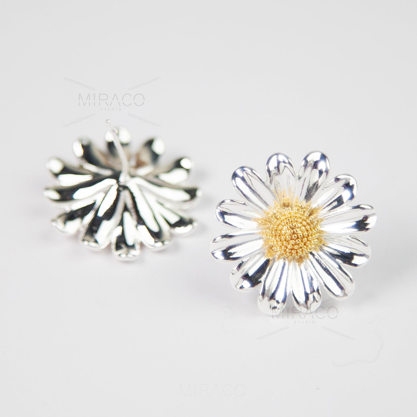 Silver Colour Floral Studs, Plant Jewelry, Nature Inspired Floral Plant Earrings, Non Pierced Earrings