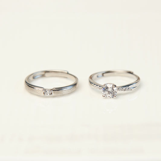 Silver Crystal Stacking Rings Classic Rings Couple Band Rings