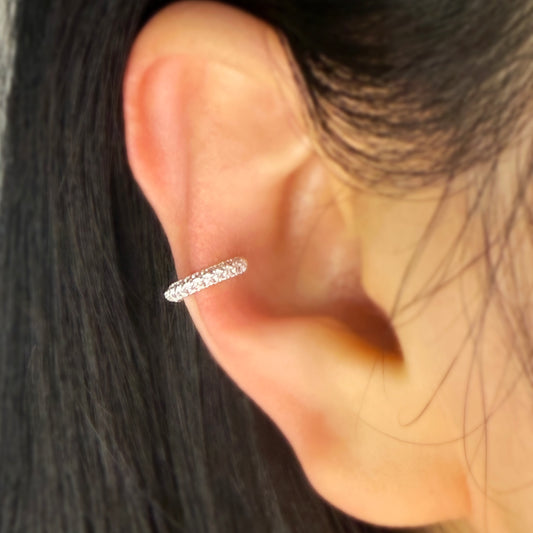 Silver or Gold Colour Simple Design Diamond Ear Cuff Piercing Free Earring