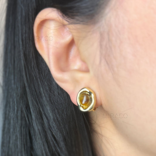 Small Ball Stud Earrings, Modern Minimalist Earrings, Screw Back Clips Silver Black Stud Clip On Studs, Brown God Simple Non Pierced Earring