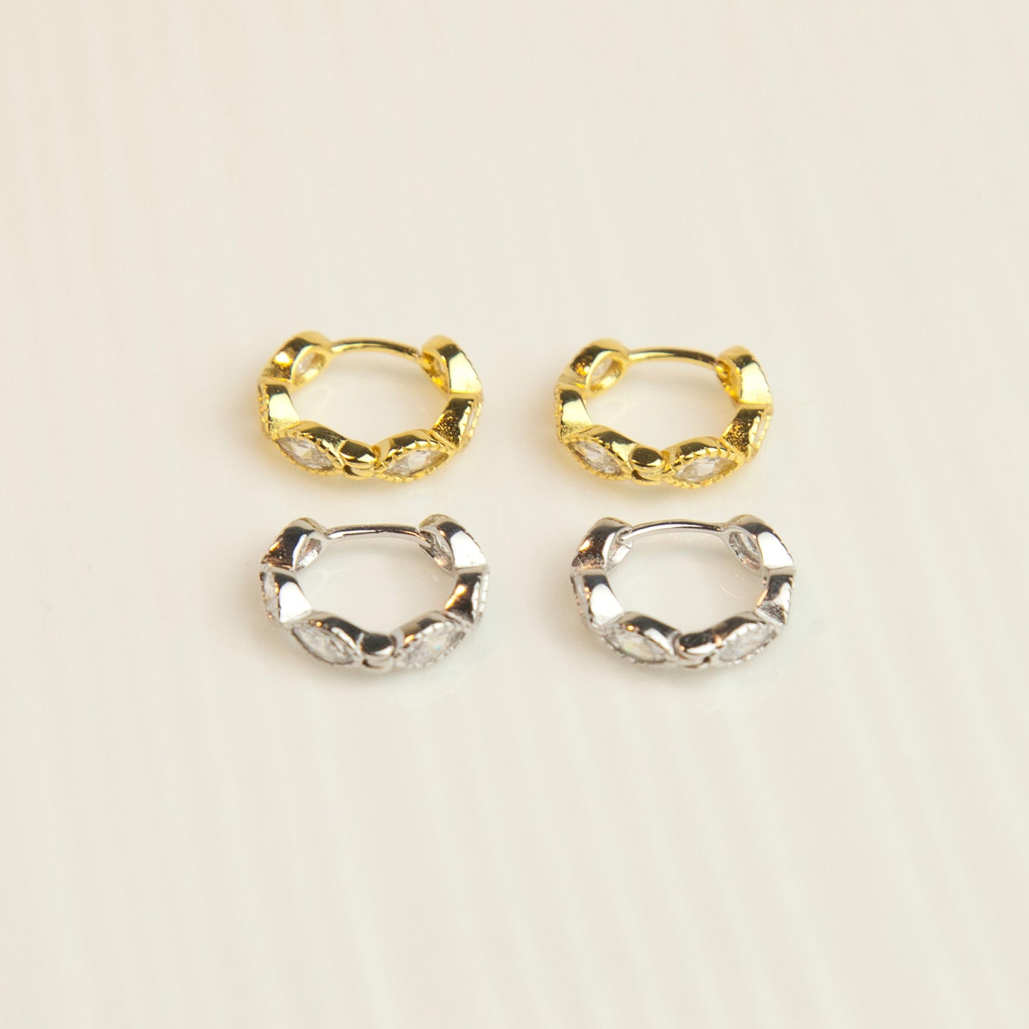 Sterling Silver Diamond Huggie Earrings, Small Helix Hoop, Dainty Oval Diamond Earrings, Cartilage Hoop Conch Hoop Silver Pave Ring Hoop