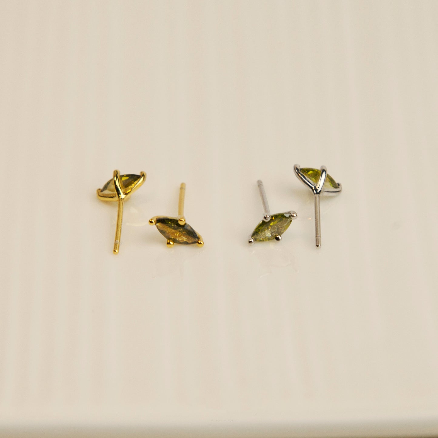 Sterling Silver Olive Green Stud Earrings, Rhombus Dainty Tiny Skinny Cartilage Earring, Stacking Helix Stud Crystal Gemstone Studs Piercing