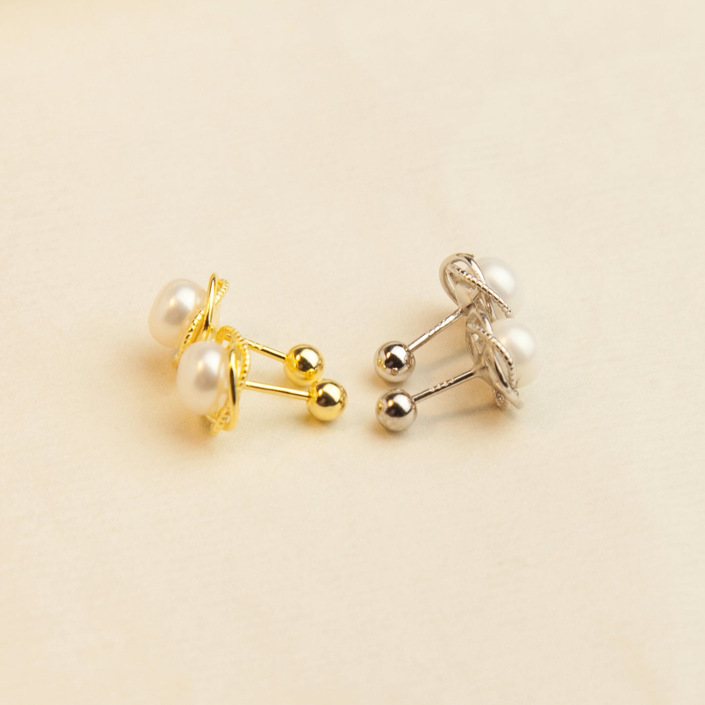 Sterling Silver Pearl Stud Earrings, Delicate Small White Pearl Studs, Timeless Classic Sterling Silver Pearl Flower Earring Screw Back