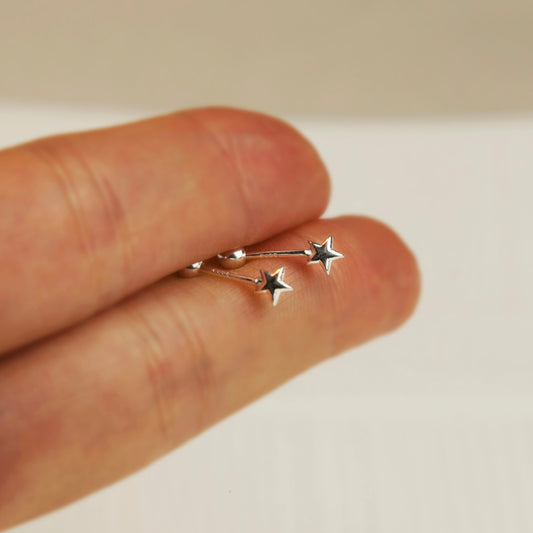Sterling Silver Star Stud Earring, S999 Silver Screw Back Star Earring, Star Helix Cartilage, Tiny Dainty Star Stacking Earring, Helix Studs