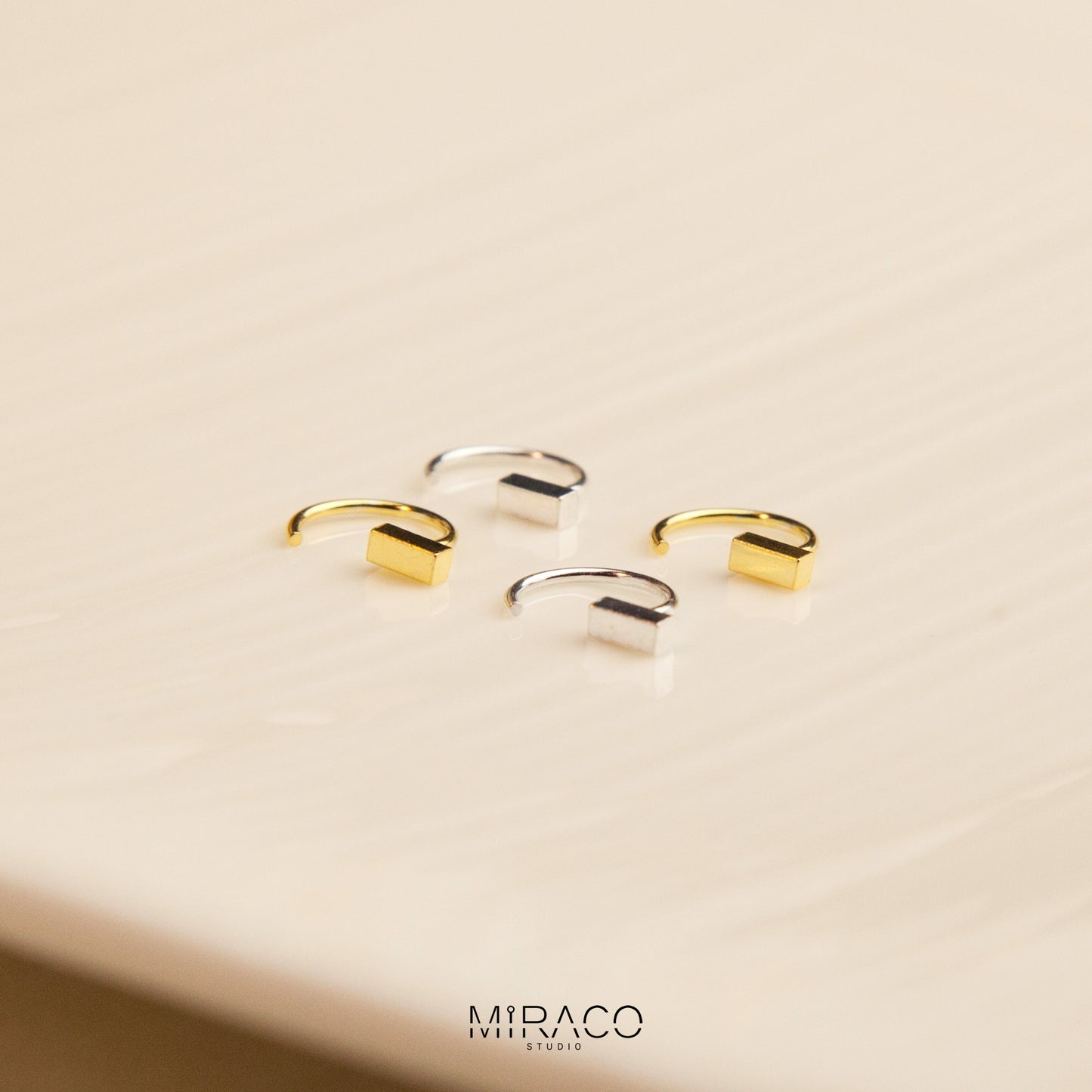 Sterling Silver Tiny Circle Huggie Hoops, Dainty Small Open Hoops Ear Jacket, Minimalist Cube Huggie, Square Stud, Short Bar Geometric Hoop