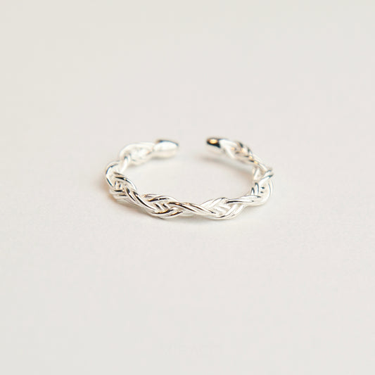 Sterling Silver Twisted Spin Adjustable Ring, 925 Sterling Silver Wreath Ring, Modern Minimal Open Ring, Kinted Ring, Silver Branch Rings