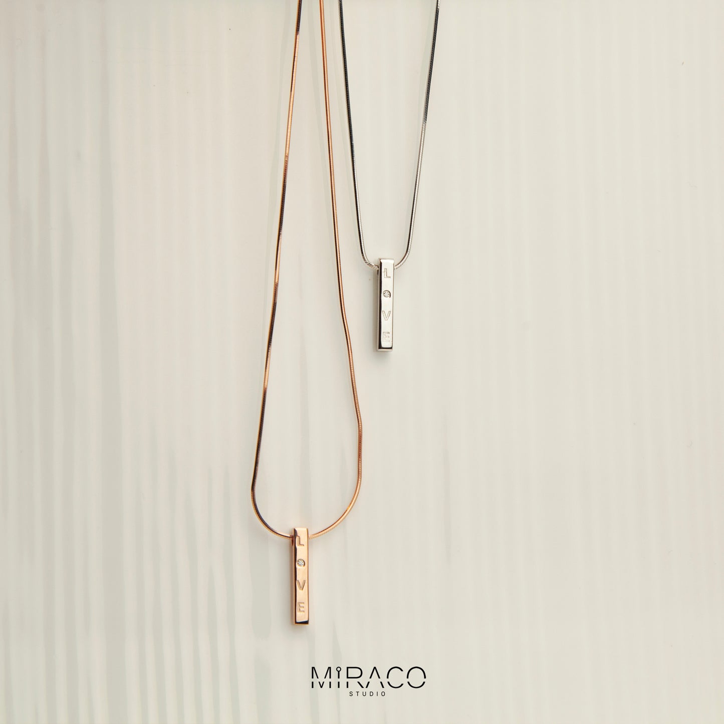 Sterling Silver Vertical Bar Necklace, Silver Minimalist Snake Chain Adjustable Choker Necklace, Rose Gold Plated Love Cube Pendant Necklace