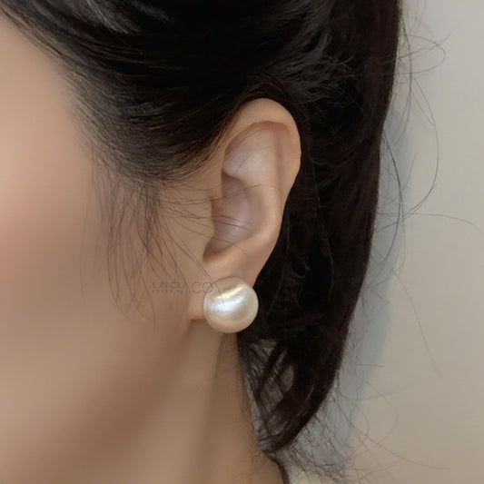 Brushed Metal Modern Minimalist Large Ball Stud Earrings