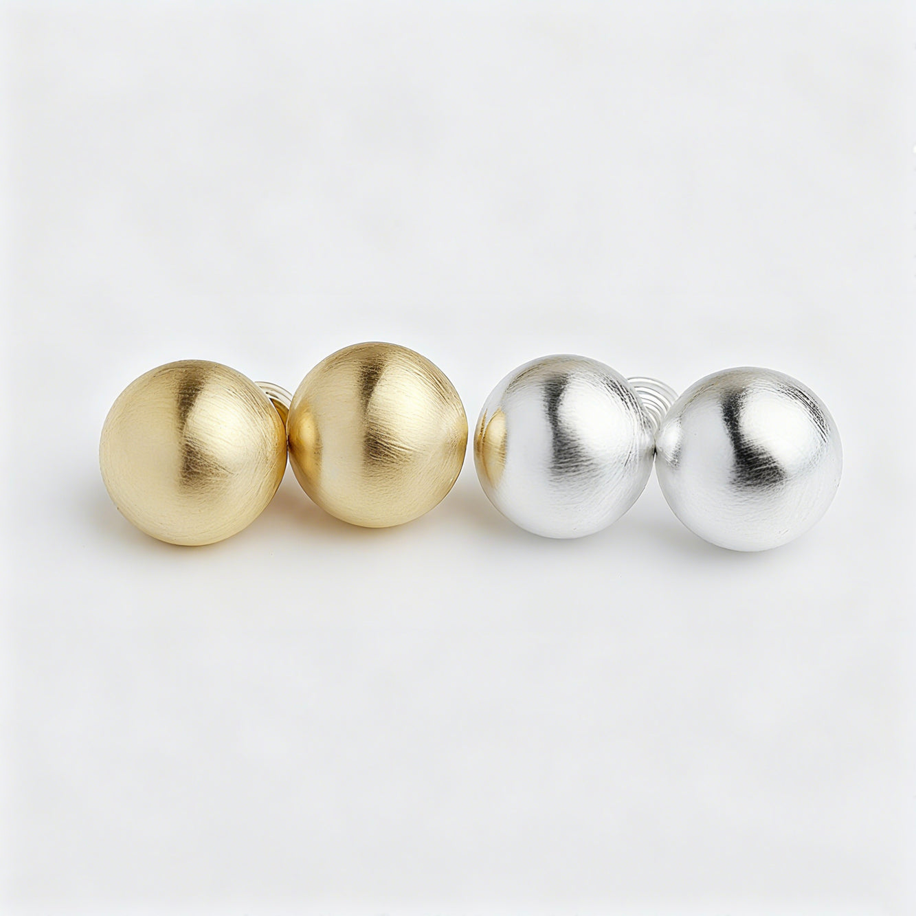 Brushed Metal Modern Minimalist Large Ball Stud Earrings
