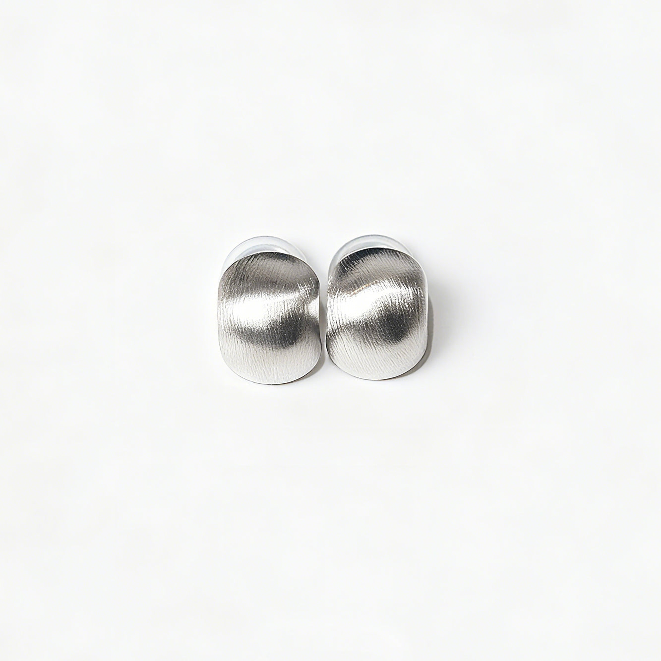 Small Ball Stud Earrings Brushed Metal Effect Clip On Studs