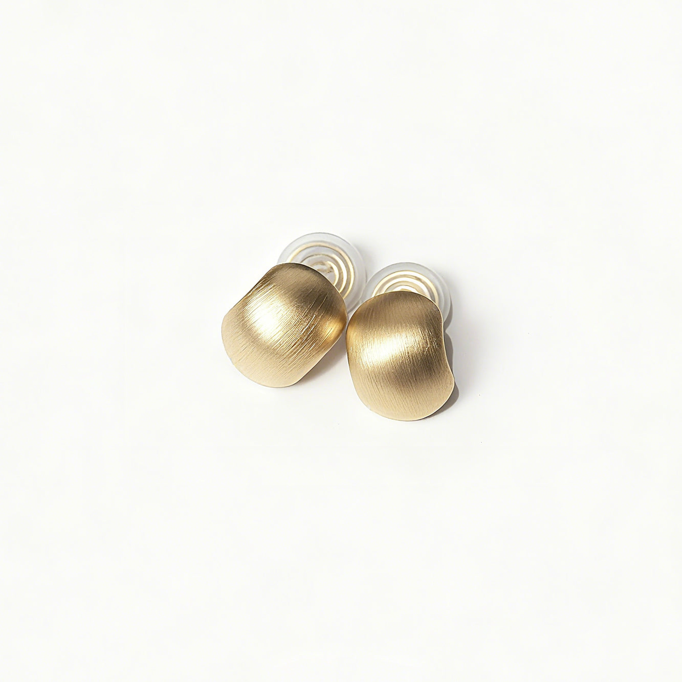 Small Ball Stud Earrings Brushed Metal Effect Clip On Studs